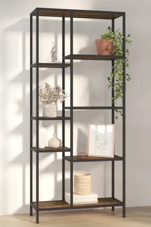 Scaffale per Libri 80x30x180 cm Acciaio e Legno Multistrato Offerta Limitata