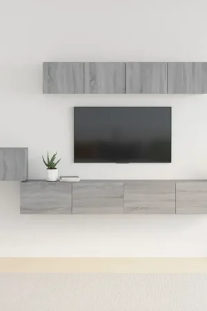Prezzo Basso Set di Mobili Porta TV 5 pz Grigio Sonoma in Legno Multistrato
