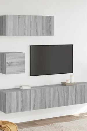 Set di Mobili Porta TV 4 pz Grigio Sonoma in Legno Multistrato Ordina Subito