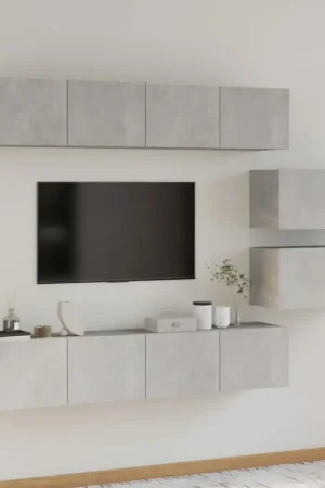Novità Set di Mobili Porta TV 6 pz Grigio Cemento in Legno Multistrato