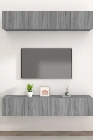 Bestseller Mobili TV 4 pz Grigi Sonoma 80x30x30 cm in Legno Multistrato