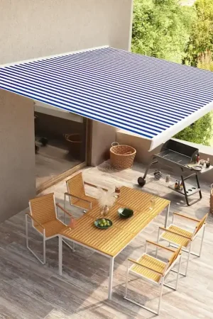 Tenda a Cassonetto Motorizzata 400x300 cm Blu e Bianco Must-Have