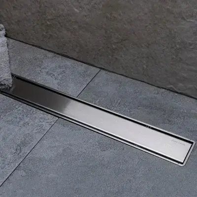 Canalina doccia a pavimento 65 cm con cover acciaio inox cromato e scarico incluso Ultime Pezzi