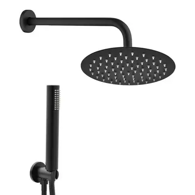 Set doccia tondo nero opaco completo di soffione 20 cm e set doccetta Ultime Pezzi