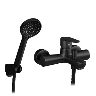 Miscelatore vasca nero opaco con duplex e kit doccia serie Lizzy Prezzo Ridotto