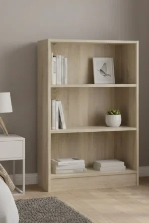 Libreria a tre Aski, colore rovere, cm 79 x 107 x 26 Consegna Rapida