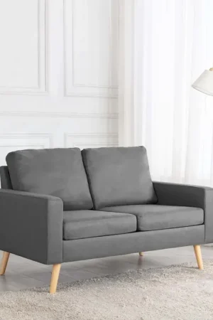 Di Tendenza Divano a 2 Posti Grigio Chiaro in Tessuto