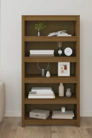 Direttamente Dal Produttore Libreria Marrone ambra 80x35x154 cm in Legno Massello di Pino