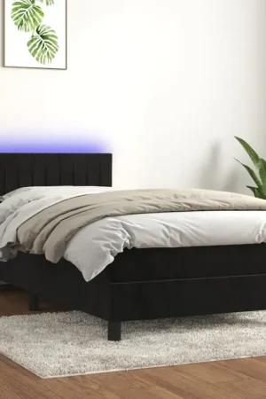 Letto a Molle con Materasso e LED Nero 80x200 cm in Velluto Ultima Occasione