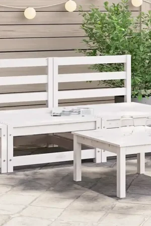 Divani Centrali da Giardino 2 pz in Massello di Pino Bianco Ultimissimo Modello