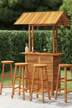 Vendita Finale Set da Bar per Giardino 5 pz in Legno Massello di Acacia