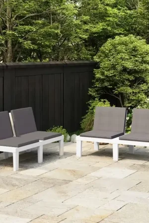Di Tendenza Panchine da Giardino con Cuscini 2 pz in Plastica Bianche