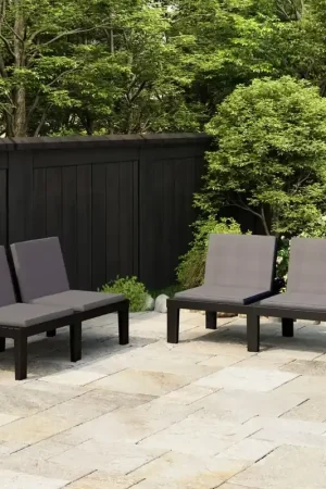 Offerta Speciale Panchine da Giardino con Cuscini 2 pz in Plastica Grigio