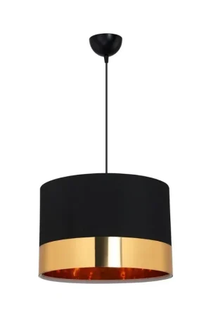 Lampada a sospensione tessuto nero fascia oro Alfina ASZ1665 Offerta