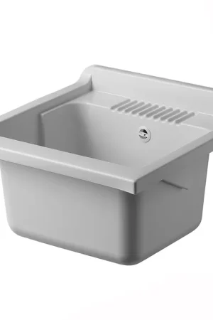 Prezzo Conveniente Vasca lavatoio 60x60 cm in resina bianca con pre fori per rubinetto
