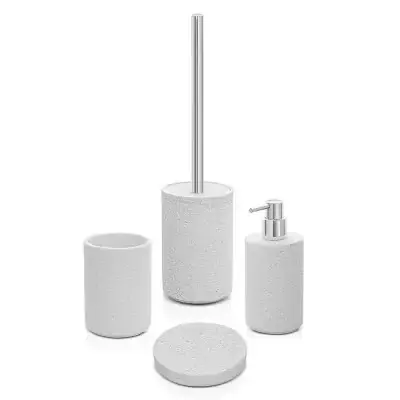 Accessori bagno in set completo da 4 pezzi bianco in resina effetto pietra Matera A Buon Prezzo