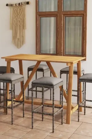 Set da Bar da Giardino 7 pz con Cuscini Grigio Soddisfatti O Rimborsati