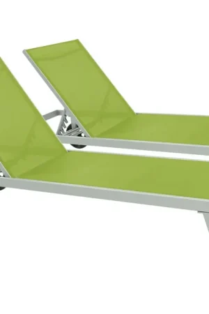 2 Lettini in alluminio e textilene BELLA - Phoenix - Verde Ultime Pezzi