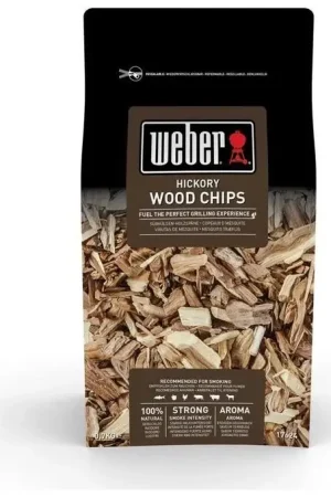 Weber 17624 Chips Legna da Affumicatura Hickory 0.7 Kg per Barbecue a Gas Carbone ed Elettrico Professionale