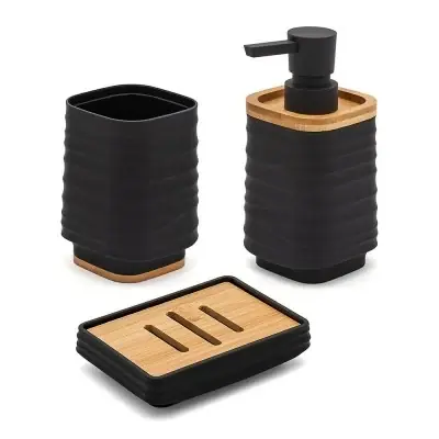 Accessori bagno in set da 3 pezzi in abs nero linea Wave Ultimissimo Modello