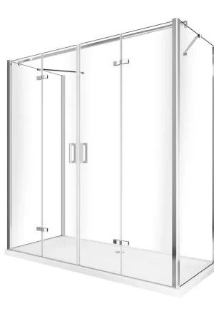 A Buon Prezzo Box doccia a 3 lati con ingresso libero apertura centrale totale a libro pieghevole e due pareti laterali 72,5-75 Fisse + Porta 178,5-182