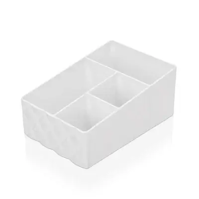 Compra Online Organizer porta trucchi e cosmetici in plastica bianca con 4 scomparti