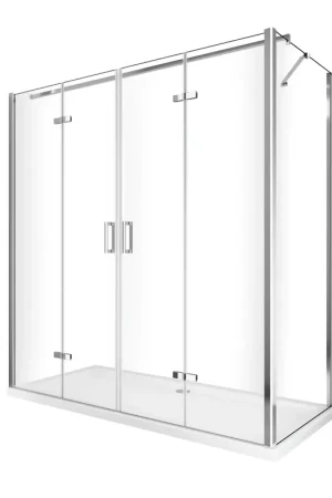 A Buon Prezzo Box cabina doccia con ingresso libero apertura a libro pieghevole e lastra fissa reversibile H 190 cromo trasparente anticalcare misure 77,5-80 Fisso + Porta 108,5-112