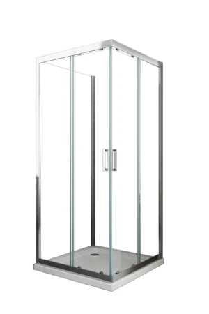 A Buon Prezzo Box Cabina Doccia 3 Lati Vetro Fisso Laterale + Due Lati Scorrevoli Vetro 6 mm H 190 cm 80x100x80