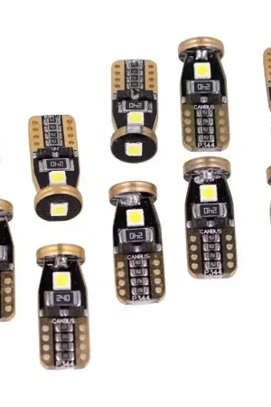 10x Lampade LED T10 W5W Canbus 12V Bianco 6000K con Leva Smontaggio Antigraffio Nuovo Arrivo