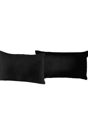 A Buon Prezzo Coppia di Federe 52x82 cm in Cotone Tinta Unita Nero