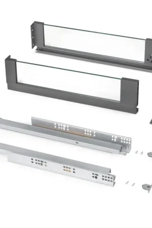 A Buon Prezzo Cassetto esterno Vertex 40 kg con laterale in vetro 131 mm di altezza, 500 mm di profondità, Acciaio, Alluminio e Vet..