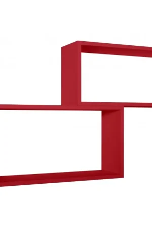 Set di 2 Mensole da Muro, Pensile Bagno, Mensola da Parete, Scaffale da Parete, Rosso, 70x35 p20 cm e 60x30 p20 cm - Bis Rettangolo Bislungo Non Perdere