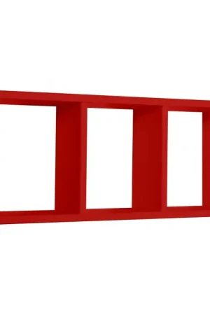 Mensola 3 Scomparti da Parete Rettangolare Moderno Rosso 70x15,5x30h - Sanitec Pagamento Sicuro