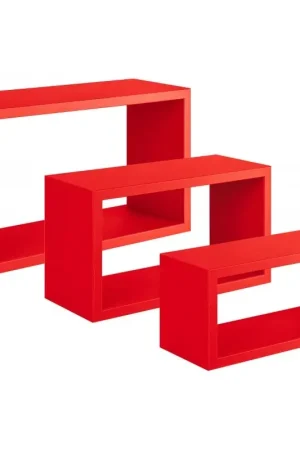 Esclusivo Set 3 Mensole da Parete Trittico Rosso 45x27, 40x22 e 35x17 cm - Sanitec